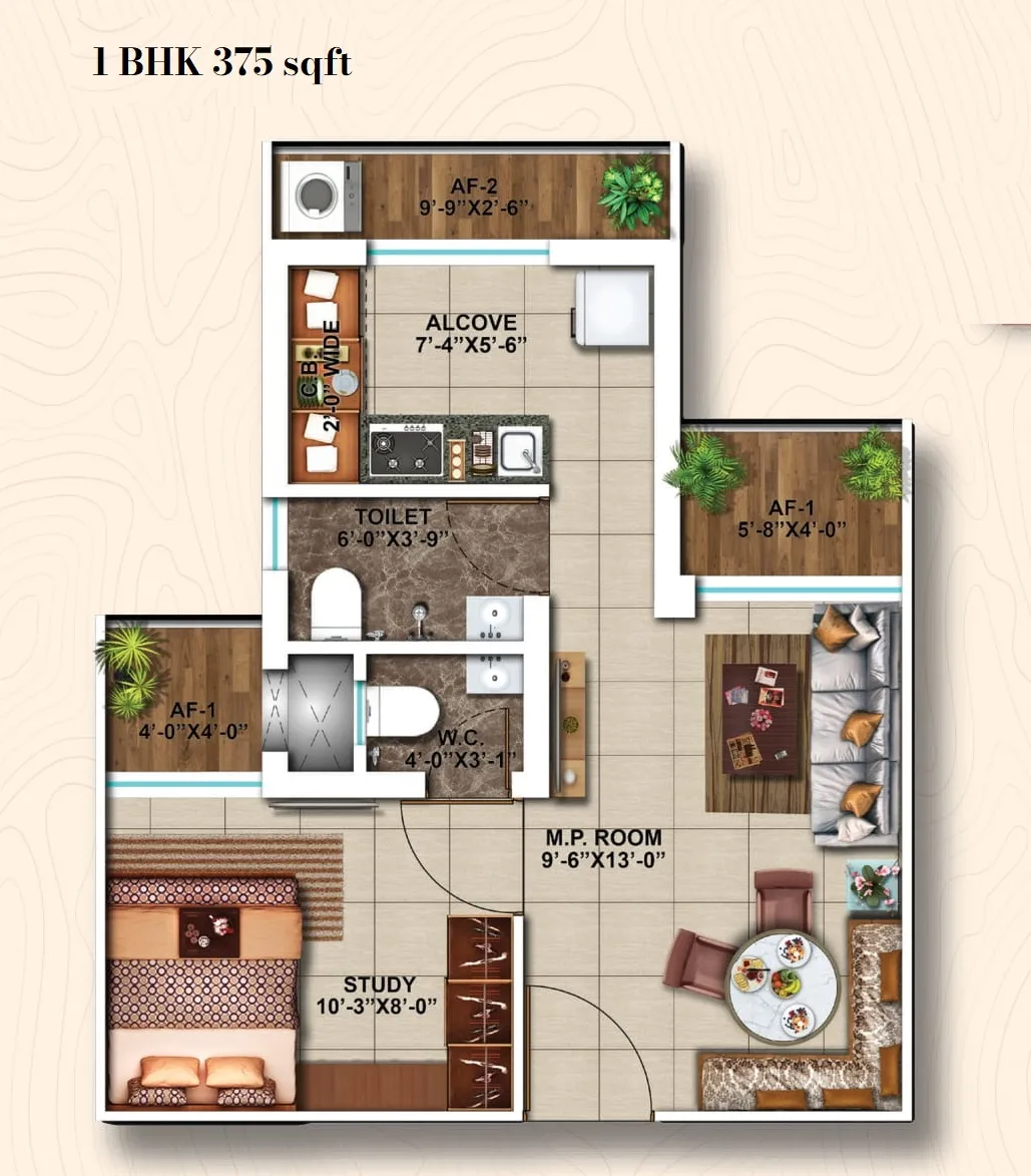 Unit plan - 375 sq.ft.