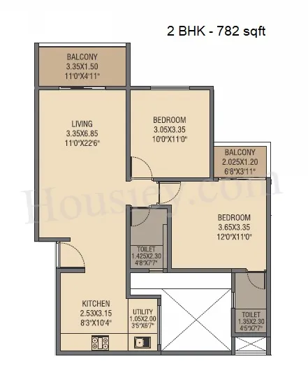 Akanksha The Camelia Unit plan - 782 sq.ft.