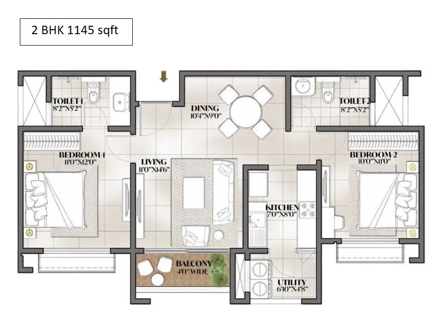 Unit plan - 744 sq.ft.