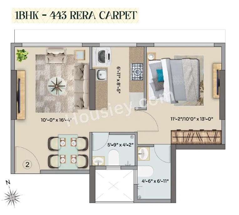 Tigon Elite Unit plan - 443 sq.ft.