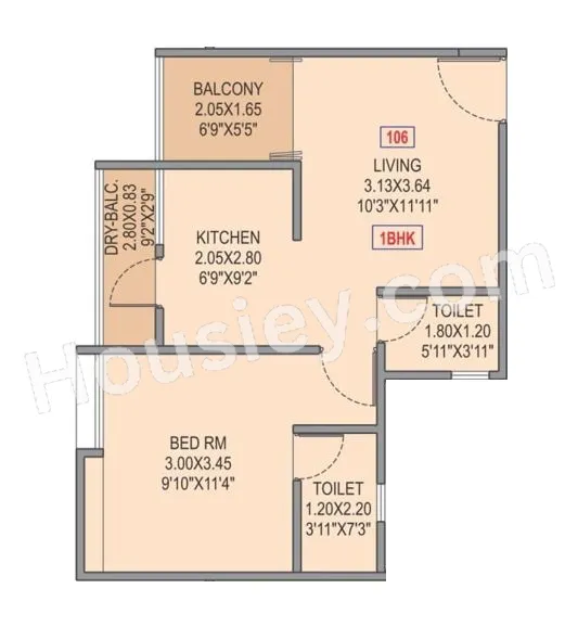 Tirupati Eternia greens Unit plan - 471 sq.ft.