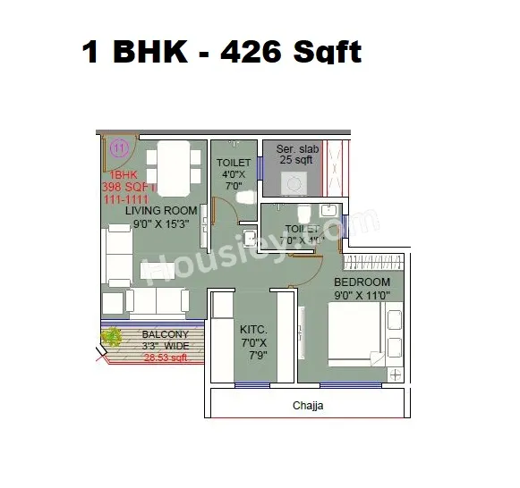 Today Global Saubhagyam Unit plan - 426 sq.ft.
