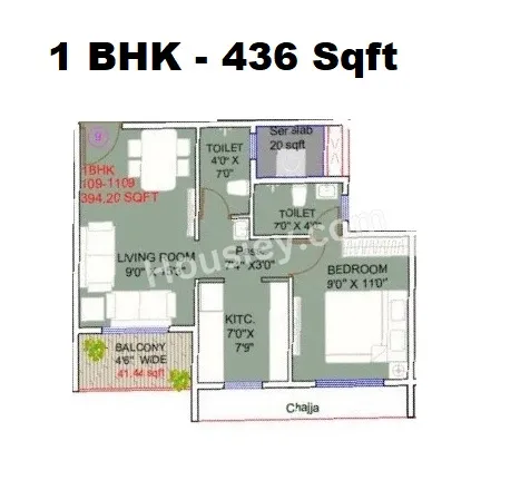 Today Global Saubhagyam Unit plan - 436 sq.ft.