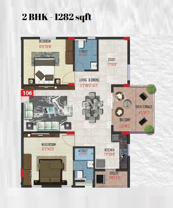 Transformers Aspire Unit plan - 897 sq.ft.