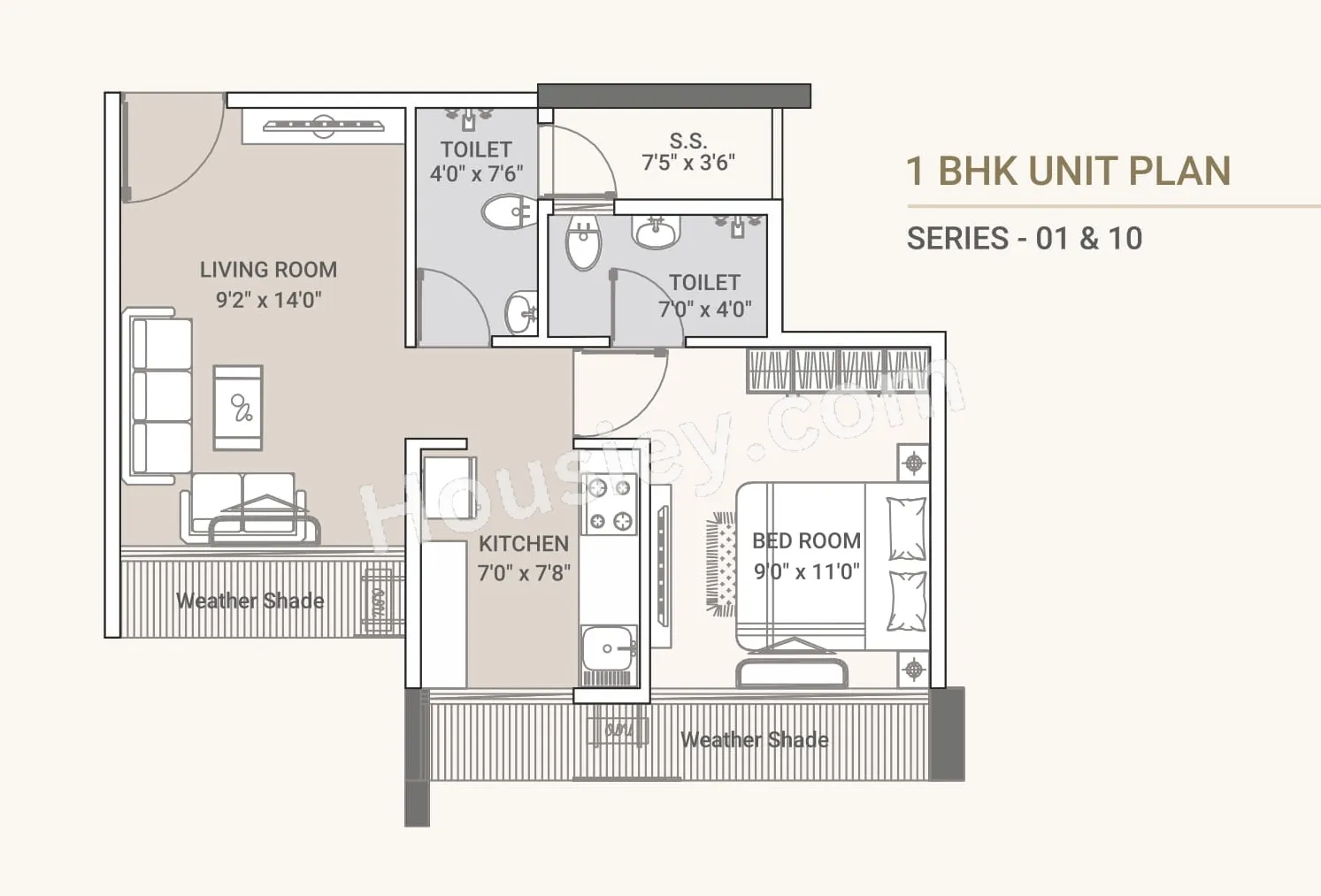 Tricity Crest Unit plan - 403 sq.ft.