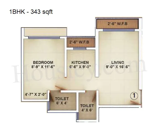 Trinity Oasis Unit plan - 343 sq.ft.