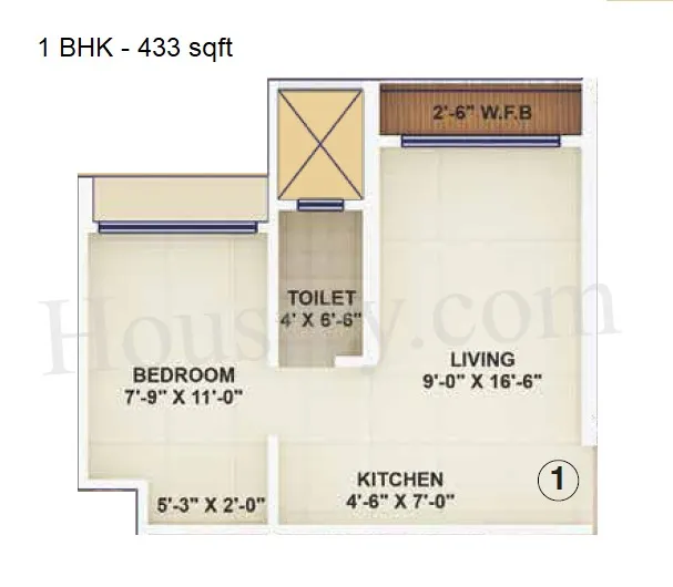 Trinity Oasis Unit plan - 433 sq.ft.