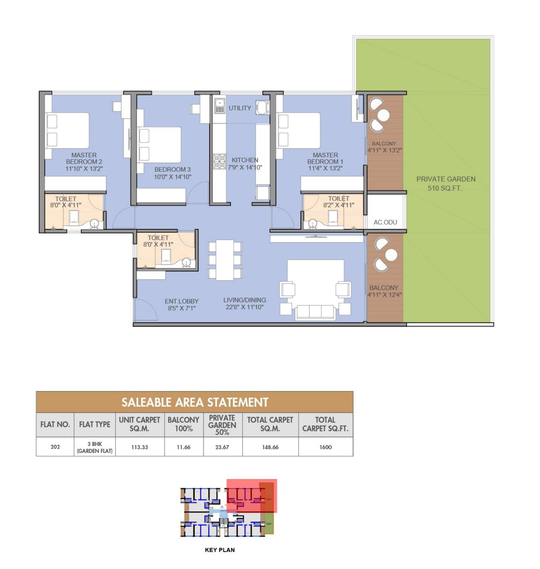 Trustfort Icon Unit plan - 1600 sq.ft.