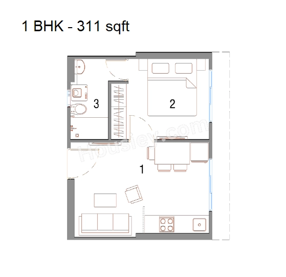 UK Luxecity Unit plan - 311 sq.ft.