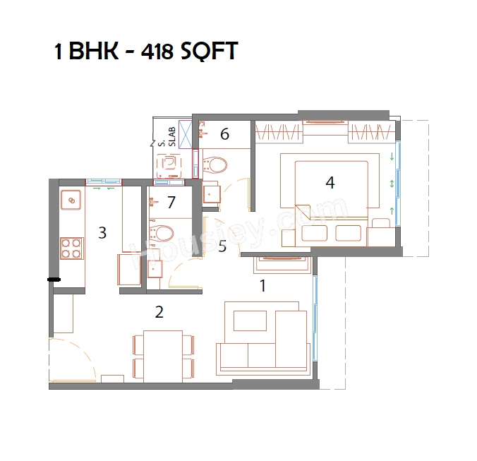 UK Luxecity Unit plan - 418 sq.ft.