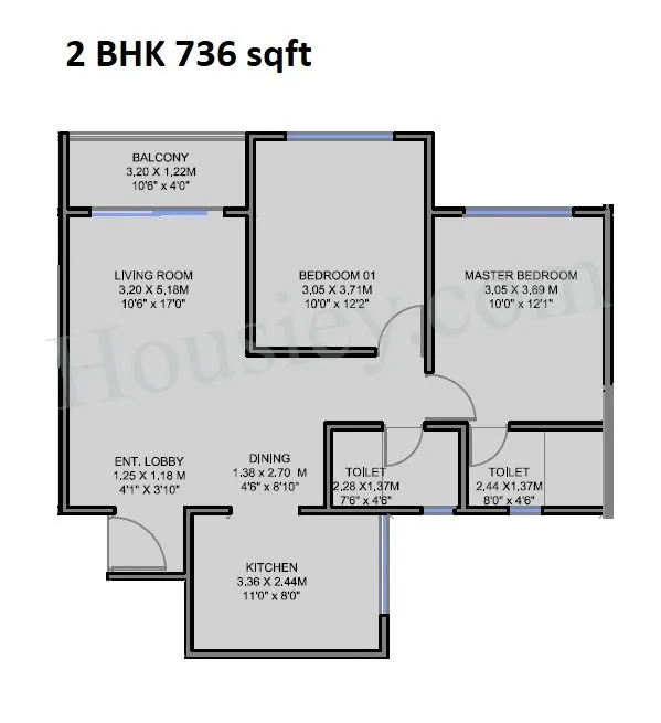 Unit plan - 736 sq.ft.