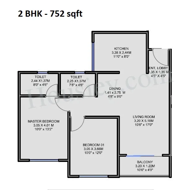 Unique K Town Unit plan - 752 sq.ft.