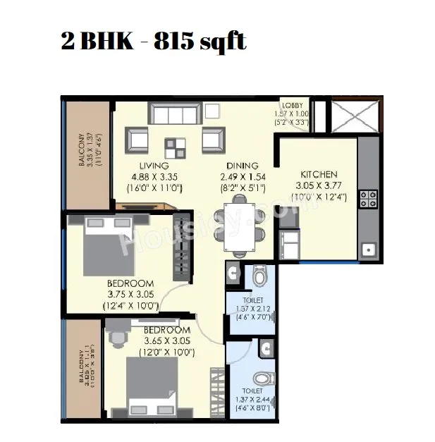 Unique Legacy Imperia Unit plan - 815 sq.ft.