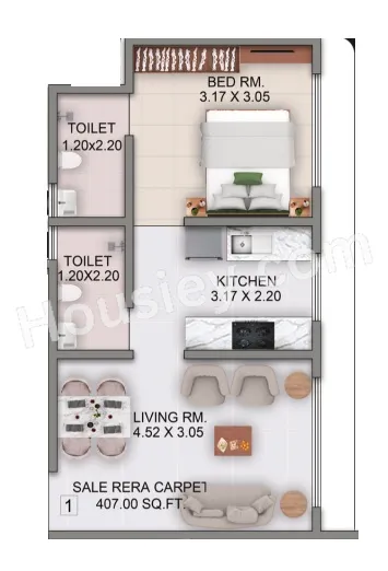 Unit plan - 408 sq.ft.
