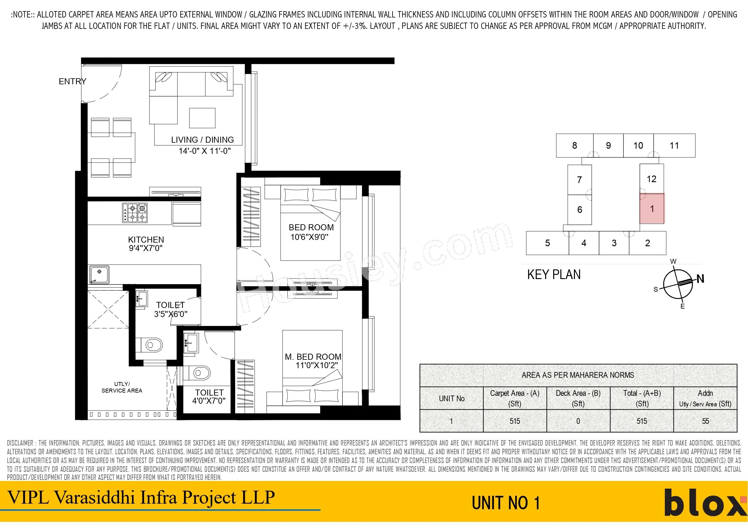Unit plan - 515 sq.ft.