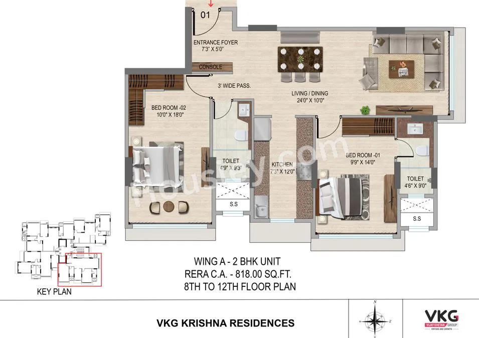 Unit plan - 818 sq.ft.