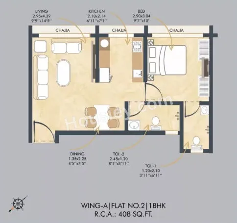 Unit plan - 408 sq.ft.