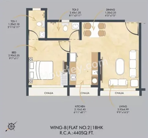 VK Skye Signature Unit plan - 440 sq.ft.