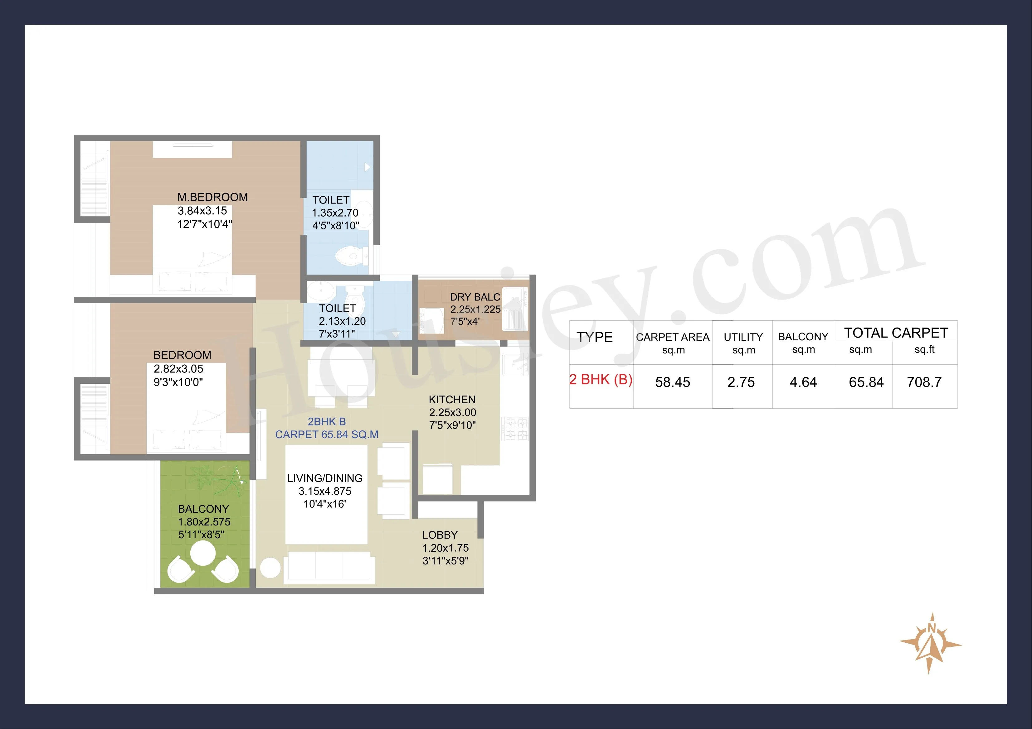 VTOP Valonia Unit plan - 709 sq.ft.