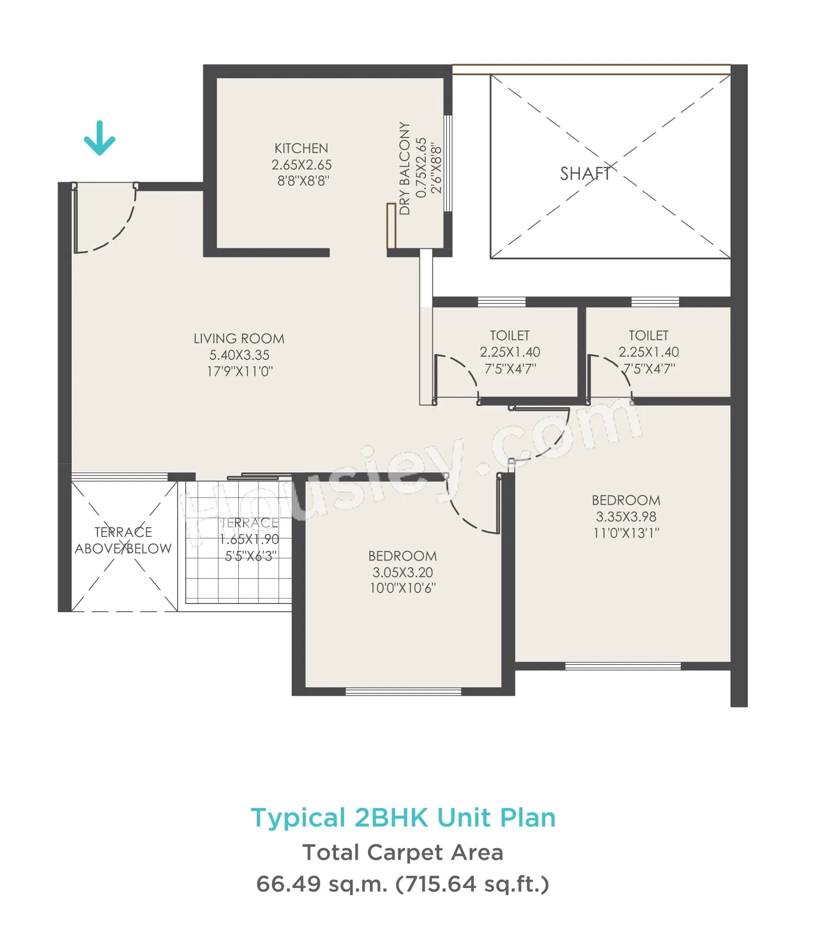 VTP Beaumonde Unit plan - 715 sq.ft.