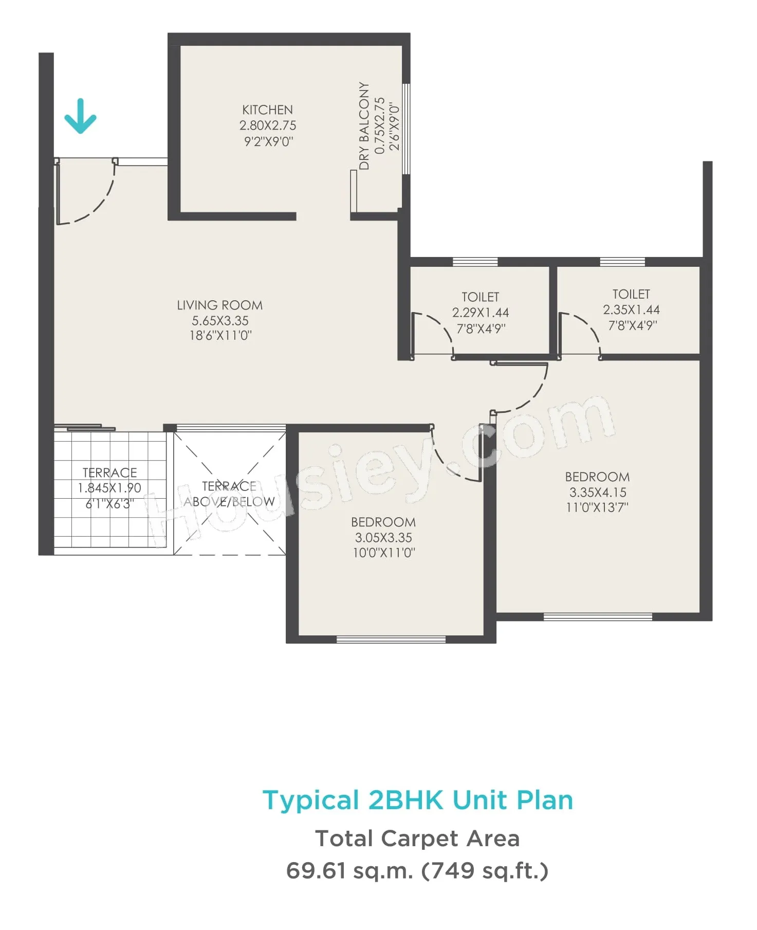 VTP Beaumonde Unit plan - 749 sq.ft.