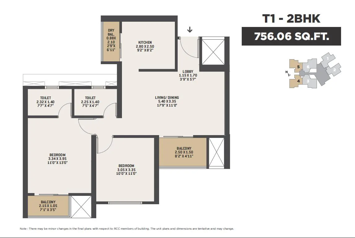 VTP Dolce Vita Unit plan - 756 sq.ft.