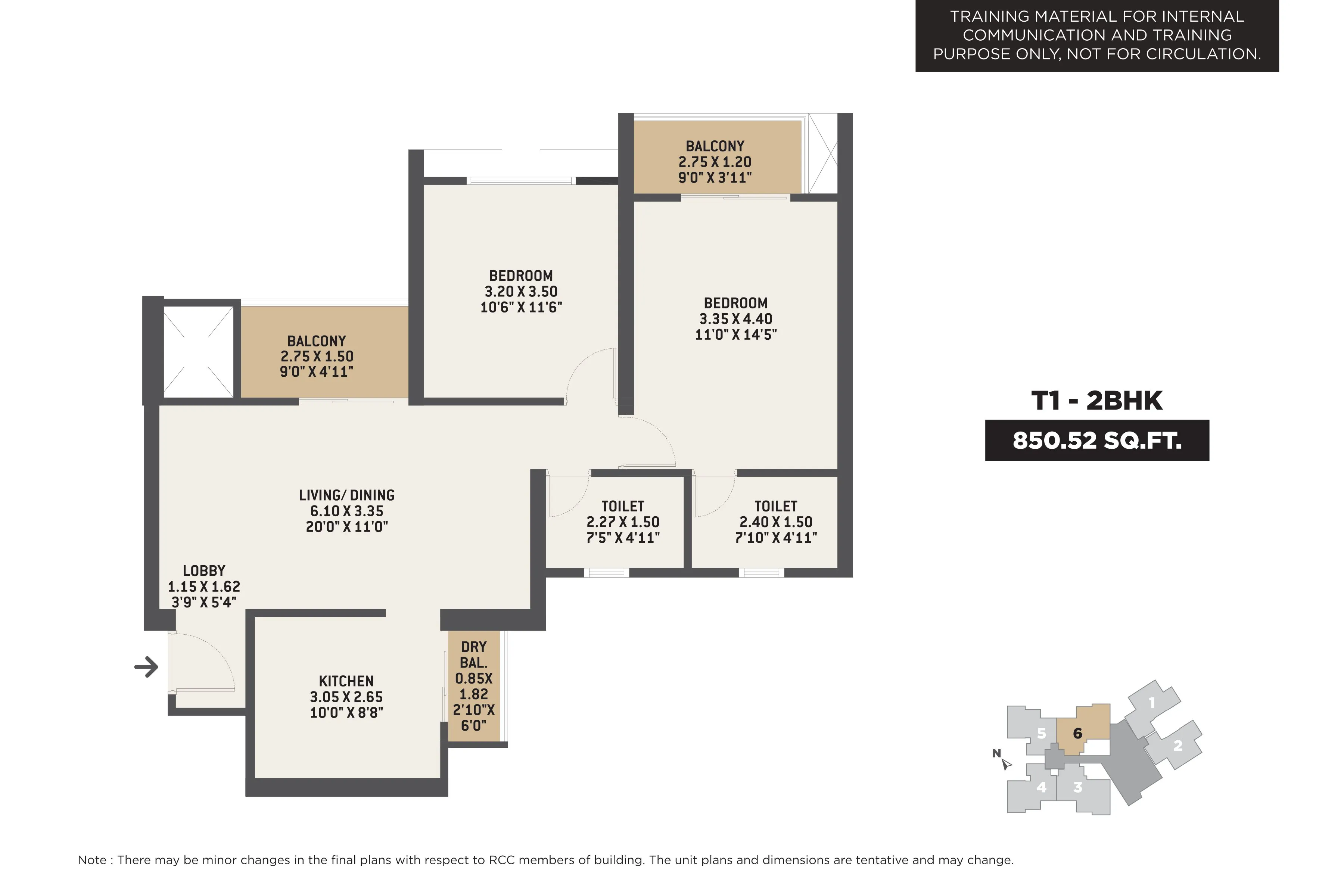 VTP Dolce Vita Unit plan - 850 sq.ft.