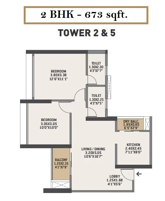 VTP Earth One Unit plan - 673 sq.ft.