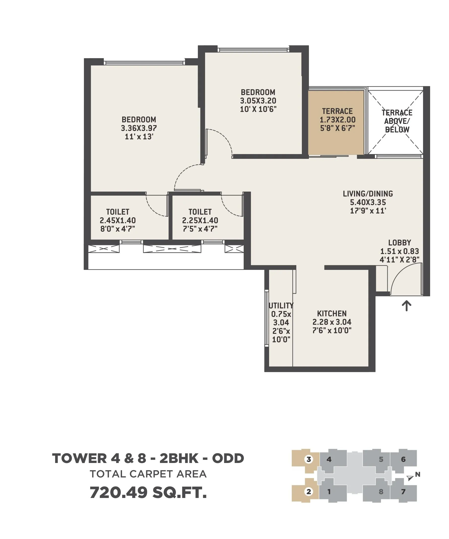 VTP Euphoria Unit plan - 720 sq.ft.