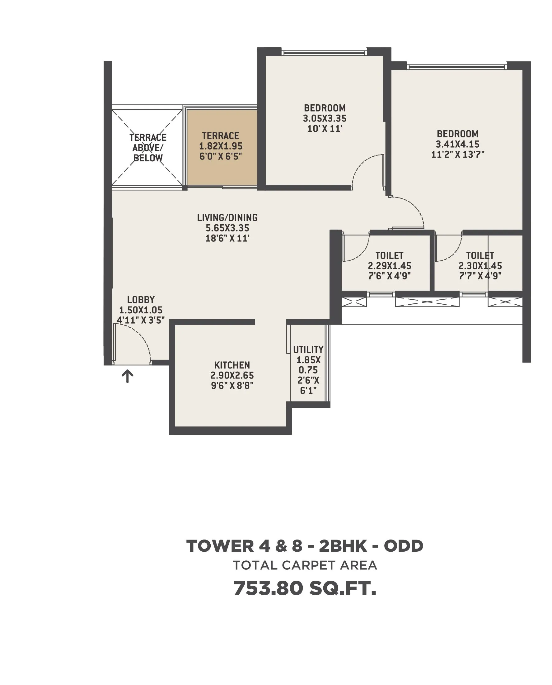 VTP Euphoria Unit plan - 754 sq.ft.