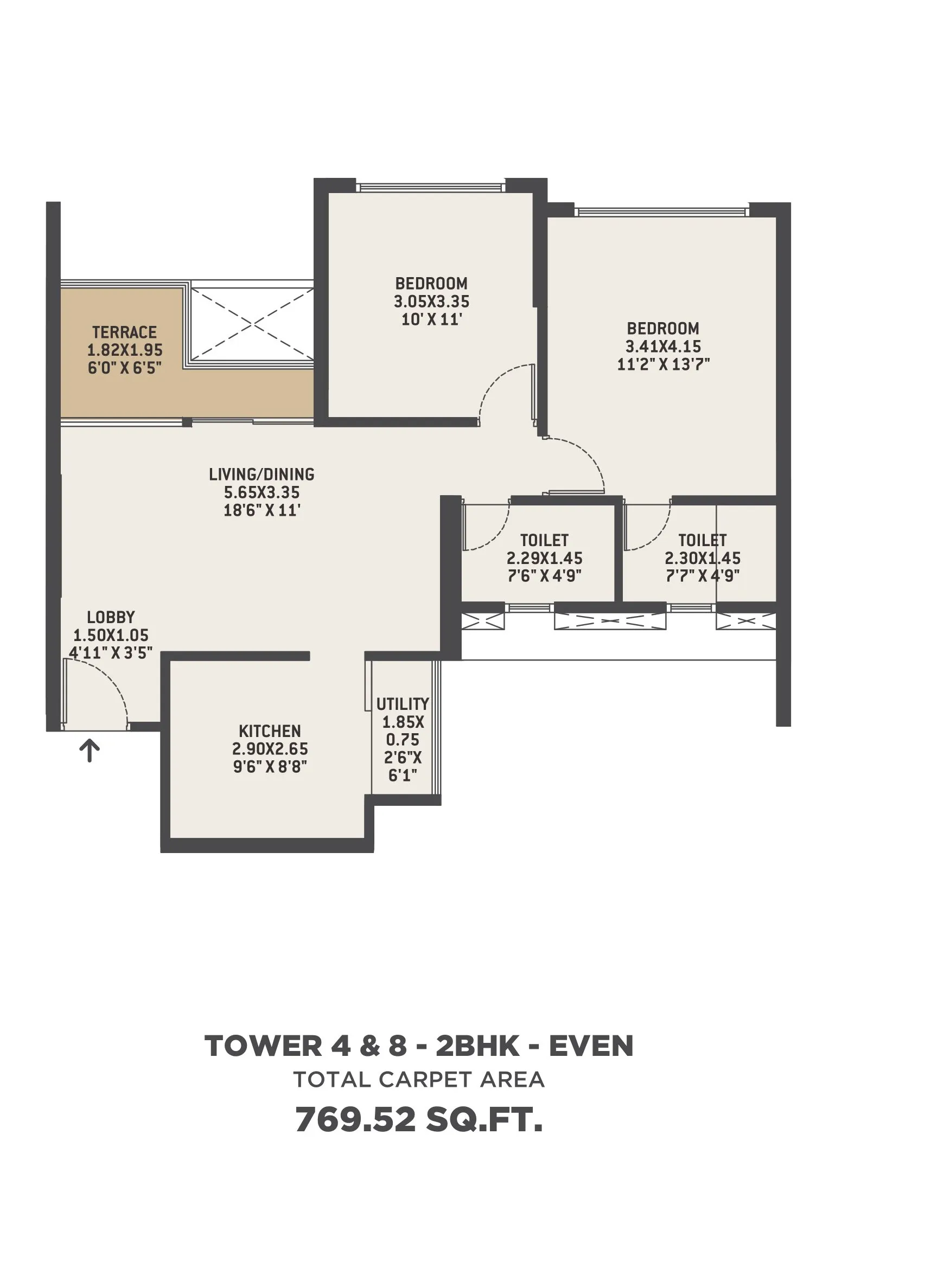 VTP Euphoria Unit plan - 770 sq.ft.