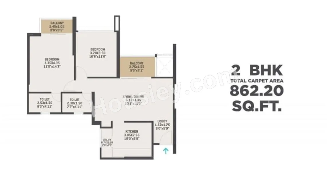 VTP Euphoria Unit plan - 862 sq.ft.