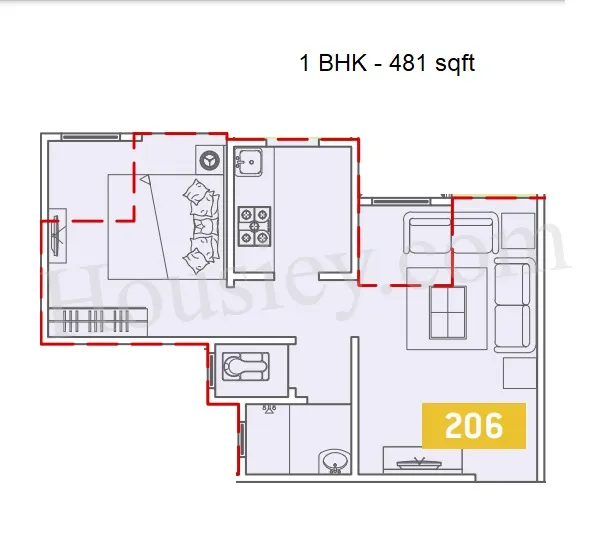 VTP Urban Life Unit plan - 481 sq.ft.