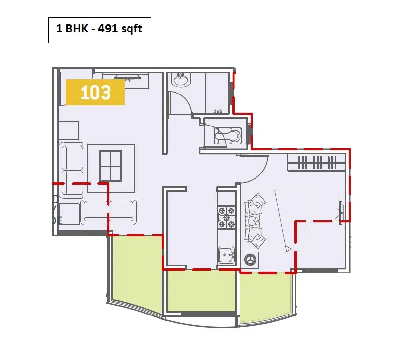 VTP Urban Life Unit plan - 491 sq.ft.