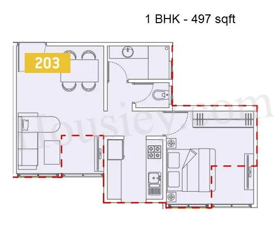 VTP Urban Life Unit plan - 497 sq.ft.