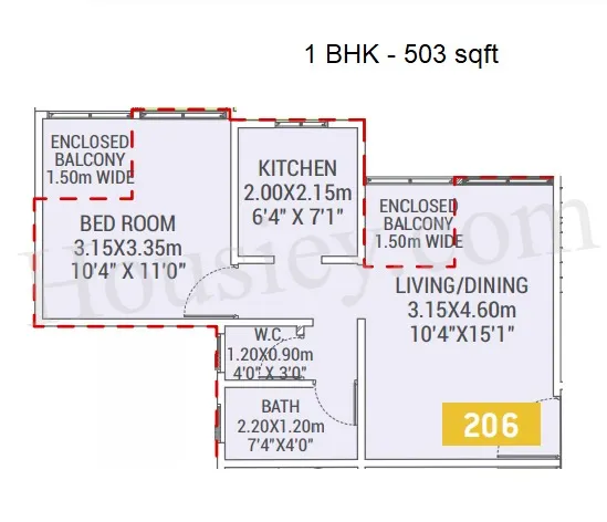VTP Urban Life Unit plan - 503 sq.ft.