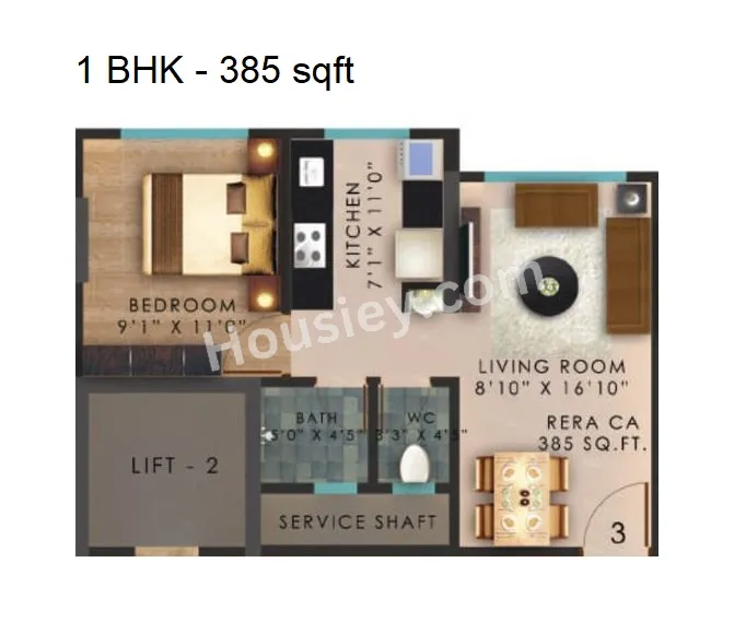 Unit plan - 385 sq.ft.