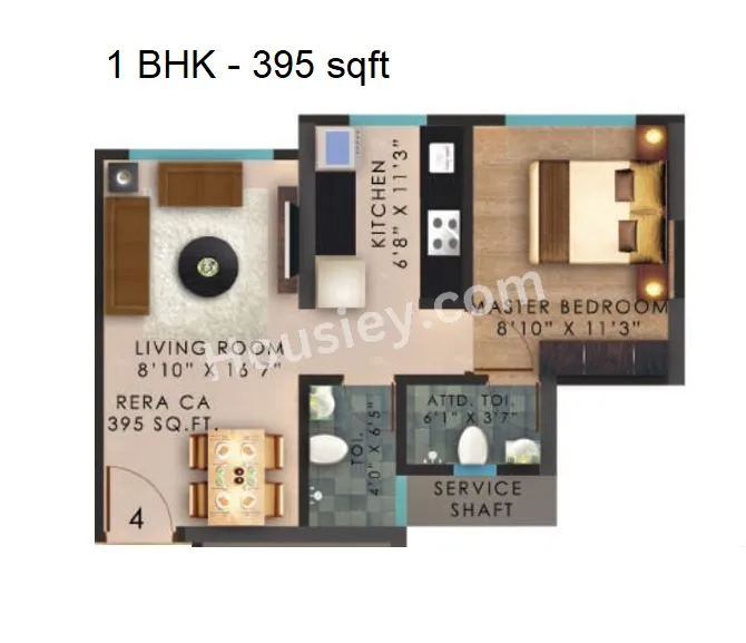 Vaibhavlaxmi Central Park Unit plan - 395 sq.ft.