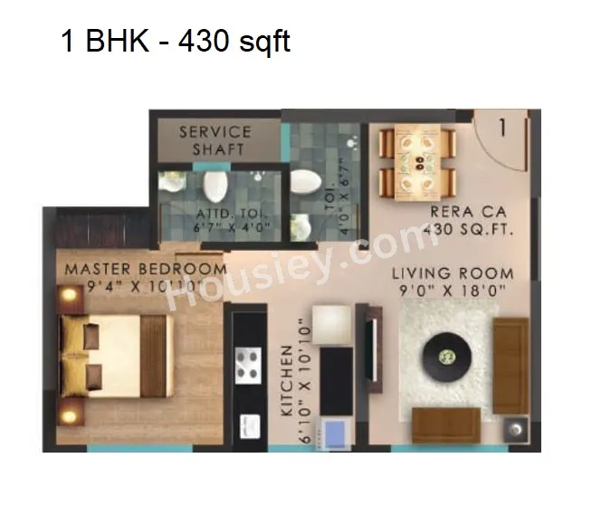 Vaibhavlaxmi Central Park Unit plan - 430 sq.ft.
