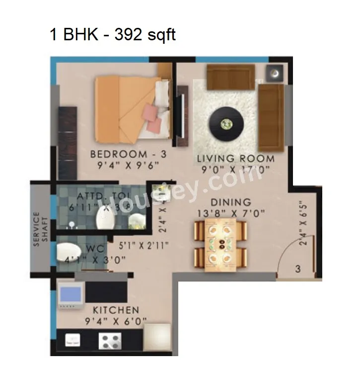 Vaibhavlaxmi Peak 25 Unit plan - 392 sq.ft.