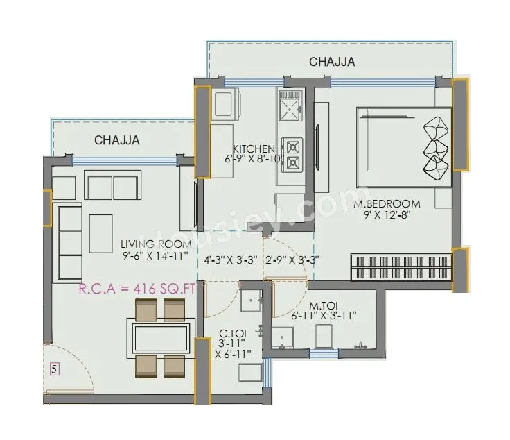 Vaibhavlaxmi Peak 25 Unit plan - 416 sq.ft.