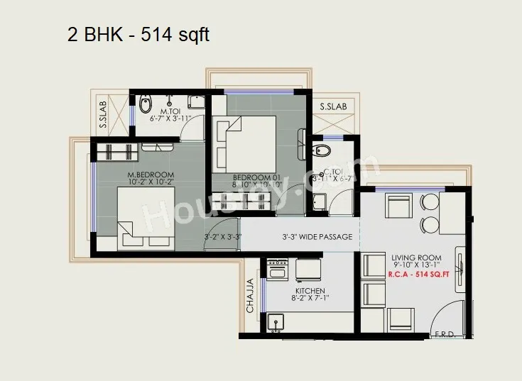 Vaibhavlaxmi Royal Stone Unit plan - 514 sq.ft.
