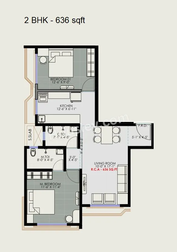 Vaibhavlaxmi Royal Stone Unit plan - 636 sq.ft.