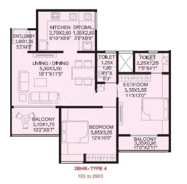 Vardhaman Altezza Unit plan - 739 sq.ft.