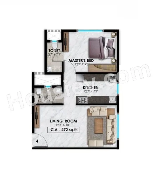 Vasundhara Geetanjali Paradise Unit plan - 472 sq.ft.
