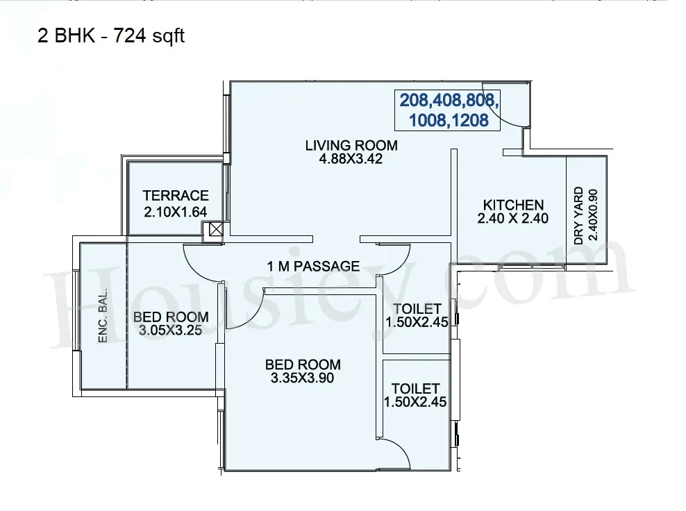 Ved Vihar Phase 2 Unit plan - 724 sq.ft.