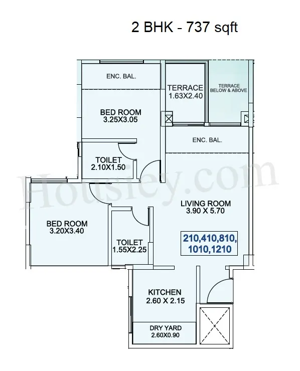 Ved Vihar Phase 2 Unit plan - 737 sq.ft.