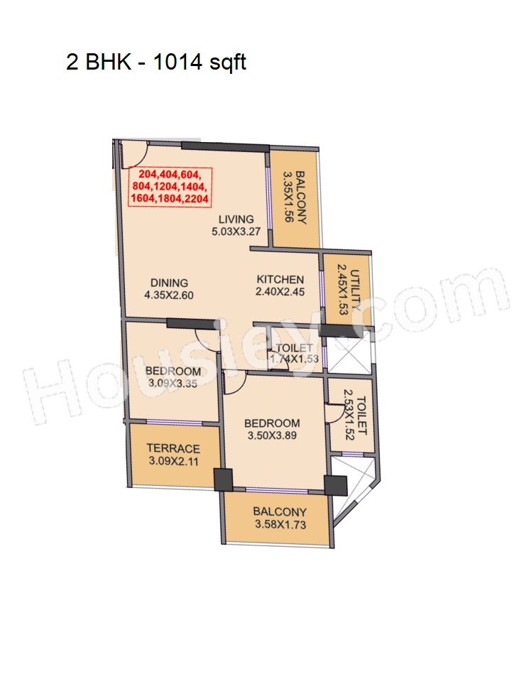 Venkatesh Skydale Unit plan - 1014 sq.ft.