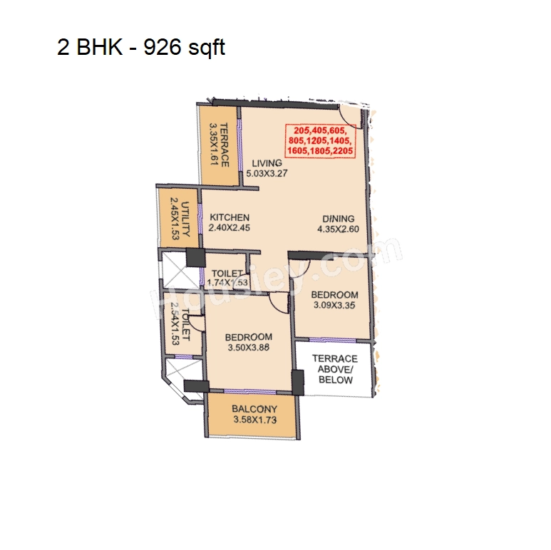 Unit plan - 926 sq.ft.