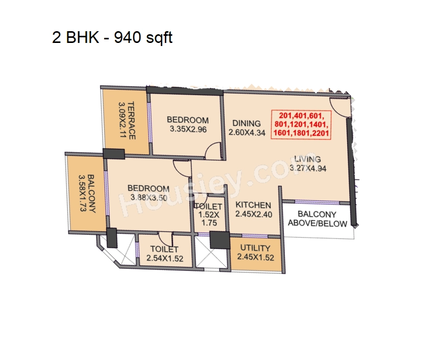 Venkatesh Skydale Unit plan - 940 sq.ft.